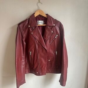 Deadwood- Men's Leather Jacket- burgundy size medium, lambskin leather. mint!